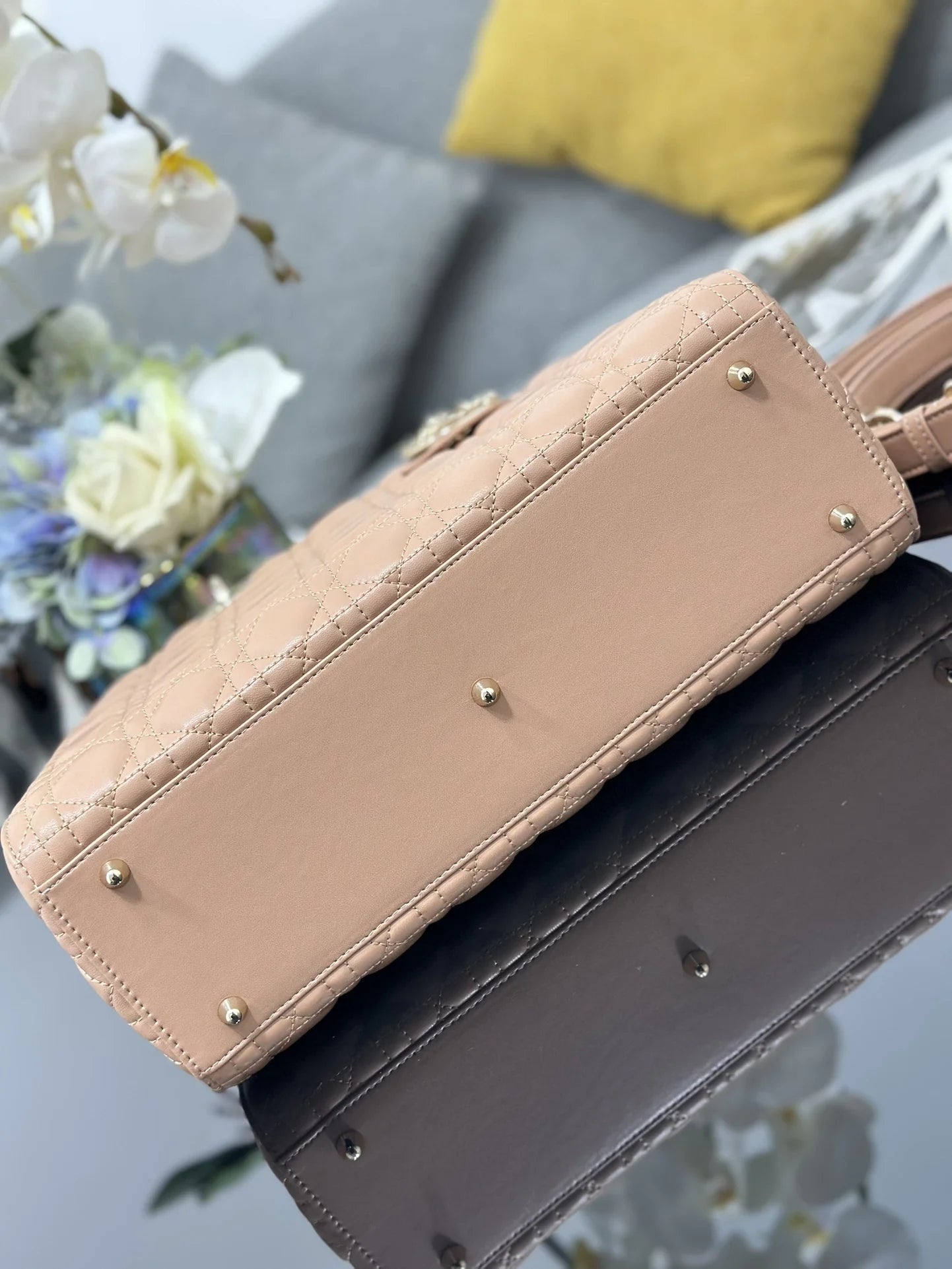 Large Lady Dior Bag M0566 Power Pink Lambskin Gold Hardware - Default Title - View 5