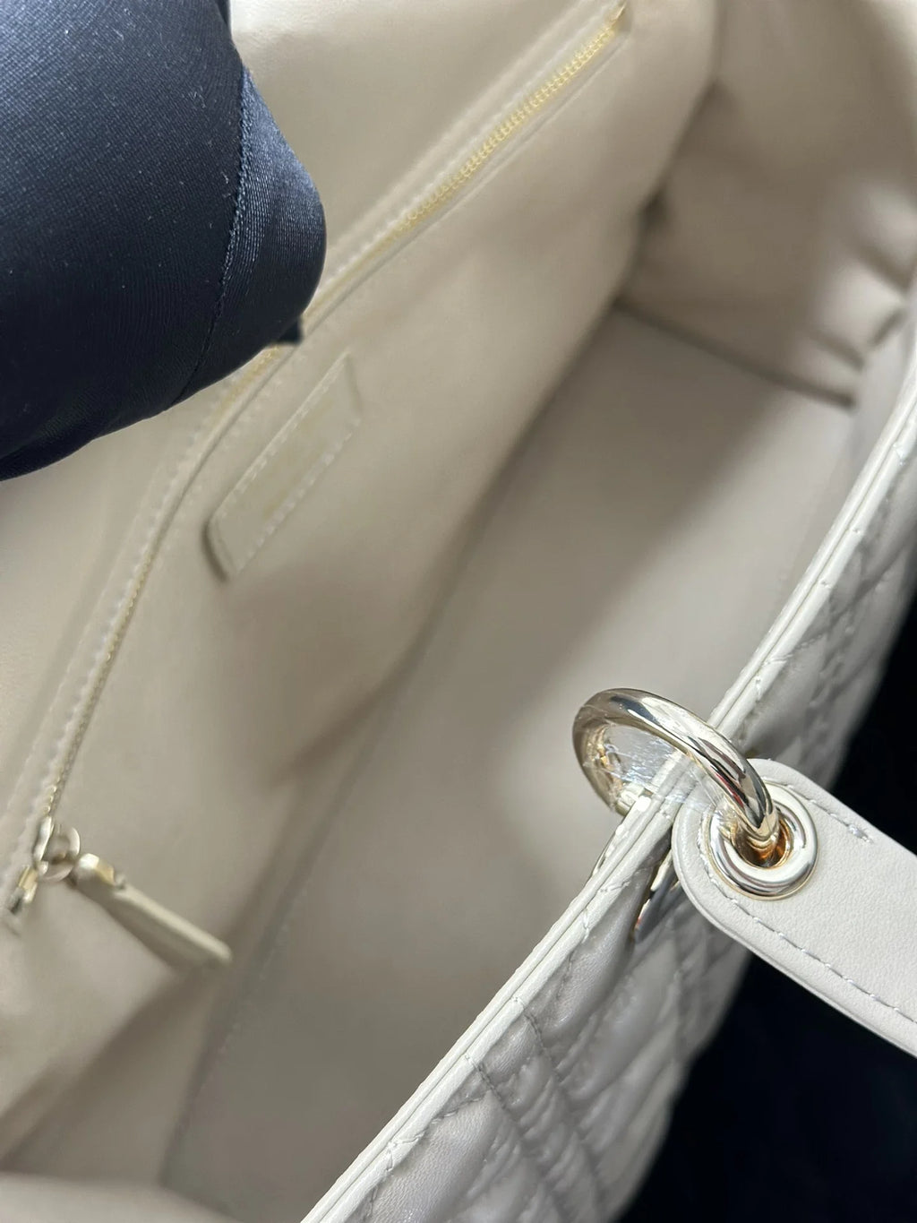 Large Lady Dior Bag M0566 Apricot Lambskin Gold Hardware - Default Title - View 8