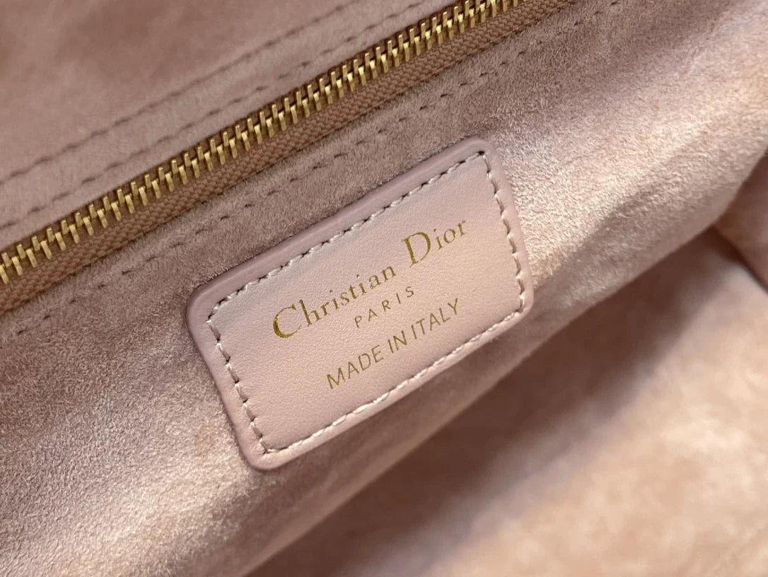 Large Lady Dior Bag M0566 Pink Lambskin Gold Hardware - Default Title - View 9