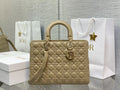 Large Lady Dior Bag M0566 Dark Apricot Lambskin Gold Hardware - Default Title - View 1