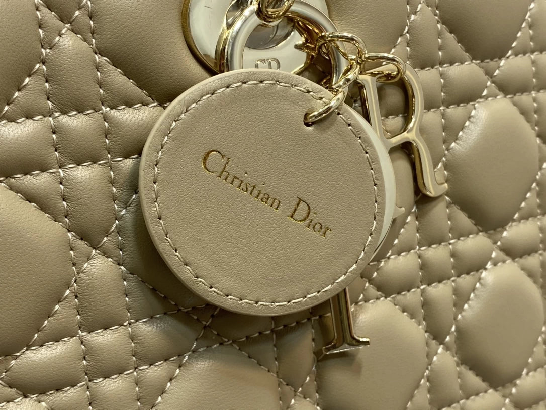 Large Lady Dior Bag M0566 Dark Apricot Lambskin Gold Hardware - Default Title - View 6