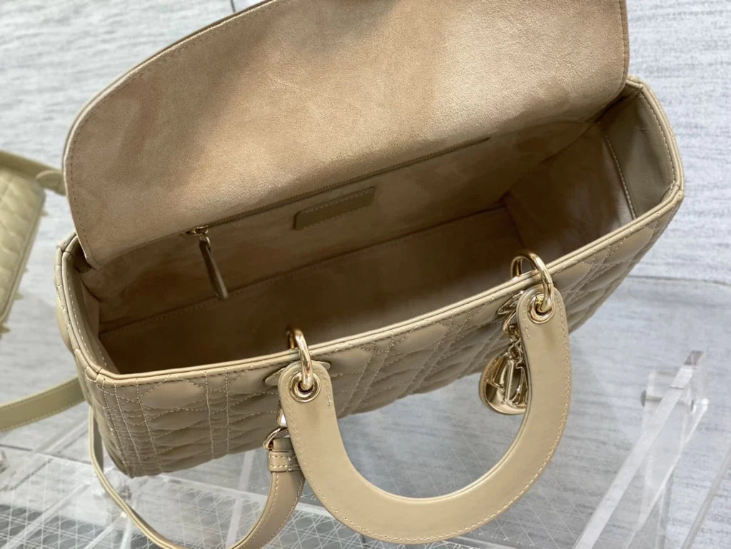 Large Lady Dior Bag M0566 Dark Apricot Lambskin Gold Hardware - Default Title - View 8