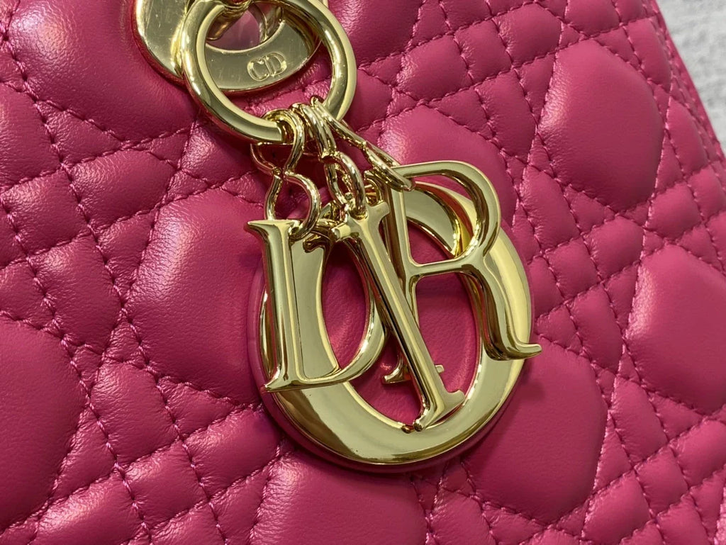 Large Lady Dior Bag M0566 Plum Lambskin Gold Hardware - Default Title - View 6