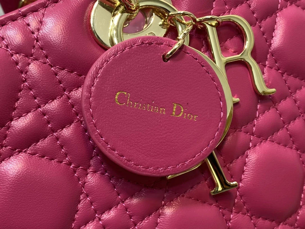 Large Lady Dior Bag M0566 Plum Lambskin Gold Hardware - Default Title - View 8