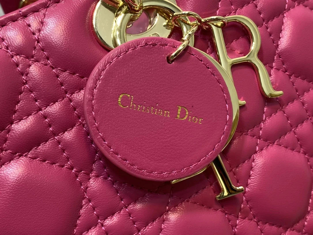 Large Lady Dior Bag M0566 Plum Lambskin Gold Hardware - Default Title - View 8