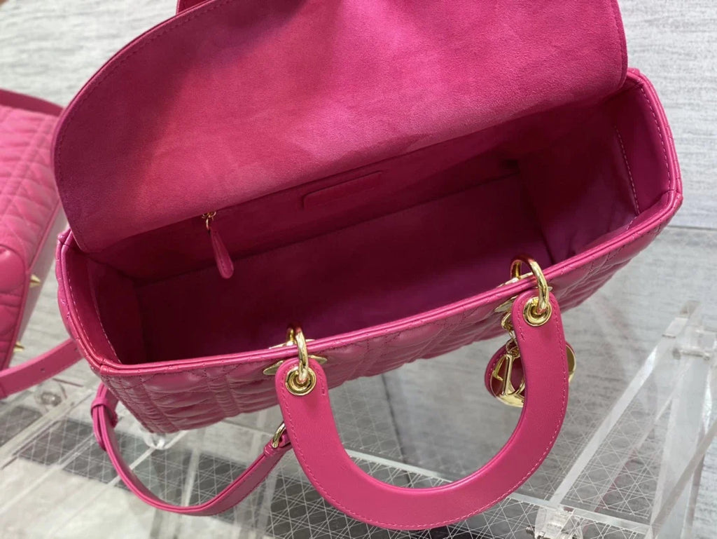Large Lady Dior Bag M0566 Plum Lambskin Gold Hardware - Default Title - View 5