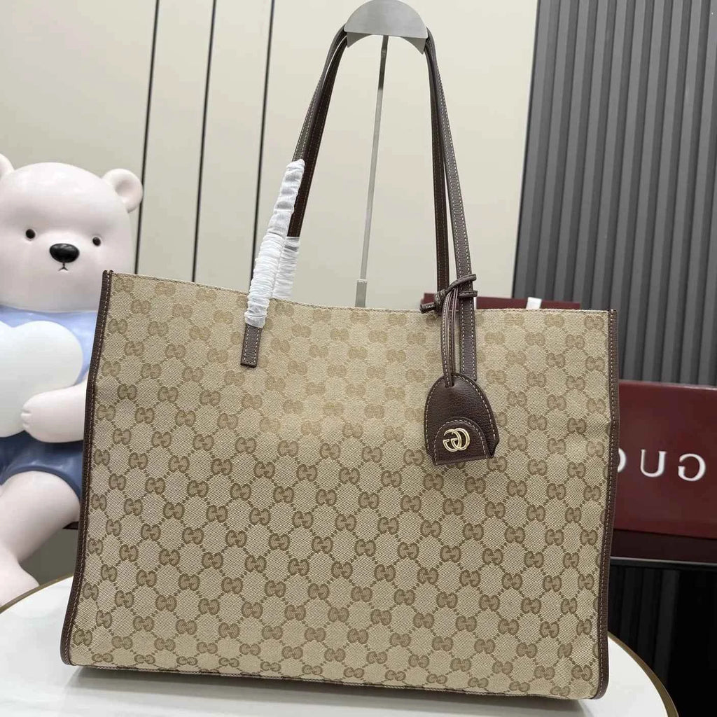 Gucci Londra large tote bag, 875056 dark brown GG canvas