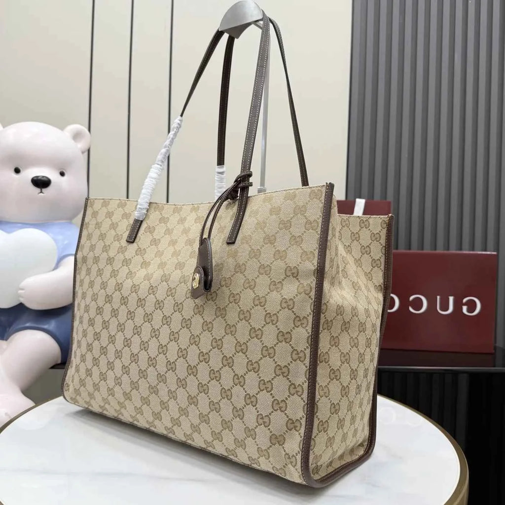 Gucci Londra large tote bag, 875056 dark brown GG canvas