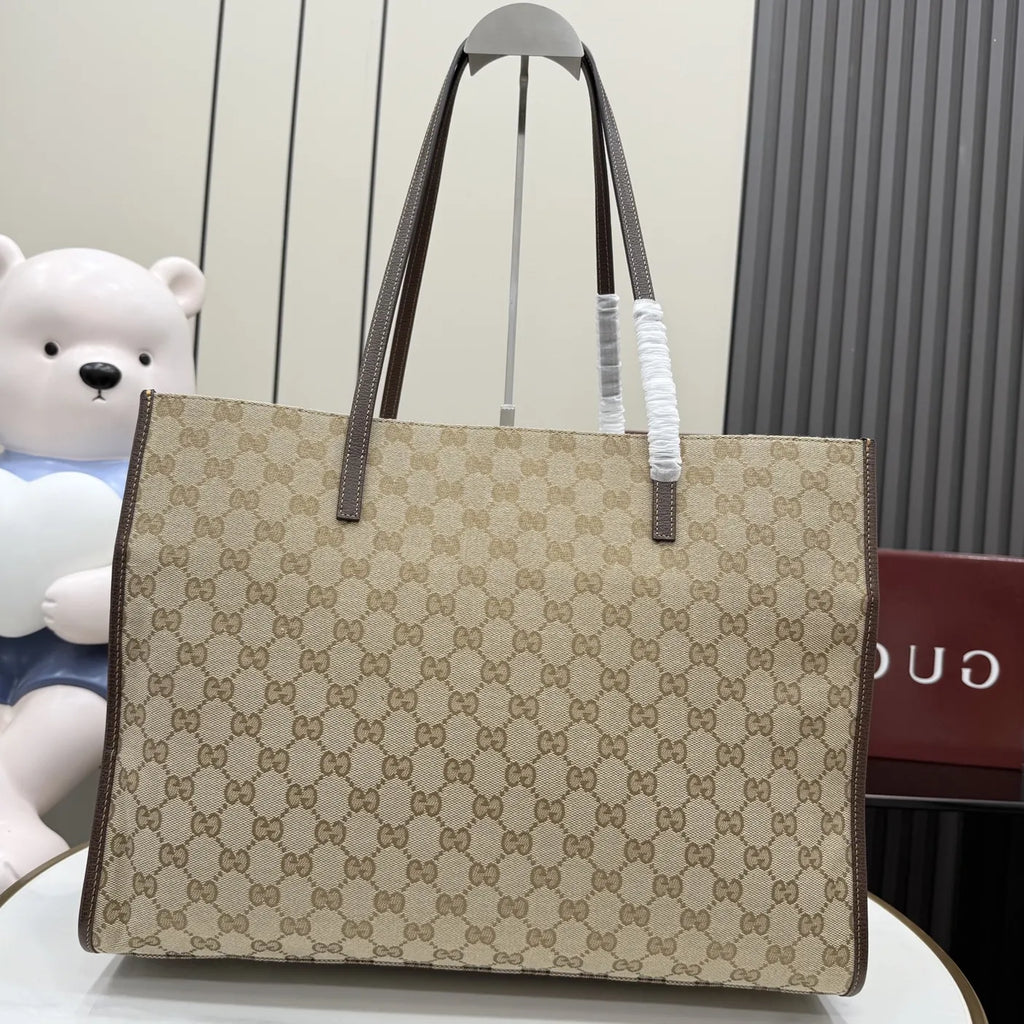 Gucci Londra large tote bag, 875056 dark brown GG canvas