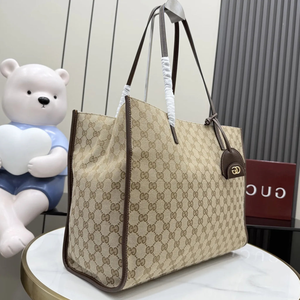 Gucci Londra large tote bag, 875056 dark brown GG canvas