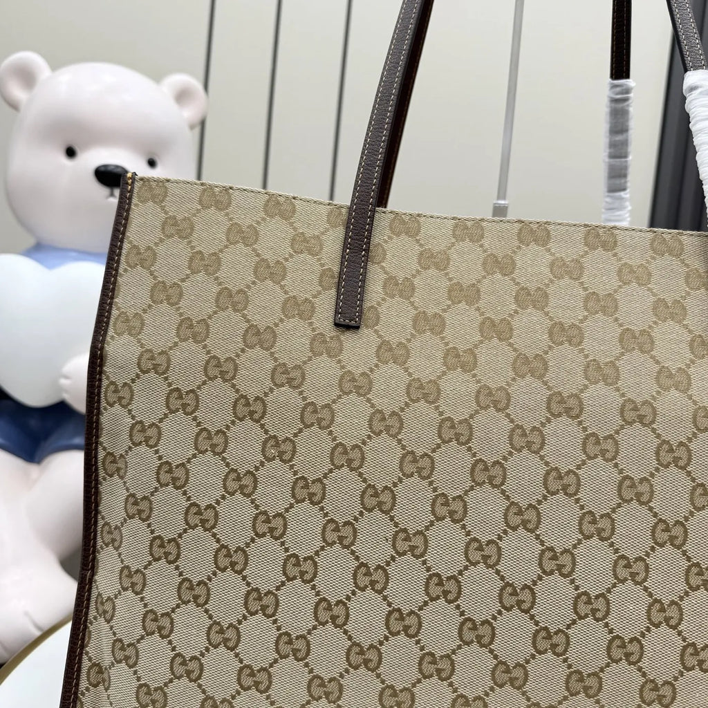 Gucci Londra large tote bag, 875056 dark brown GG canvas