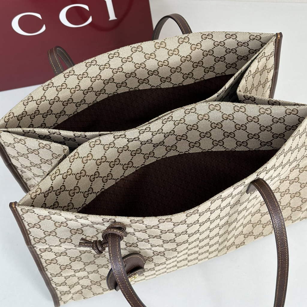 Gucci Londra large tote bag, 875056 dark brown GG canvas