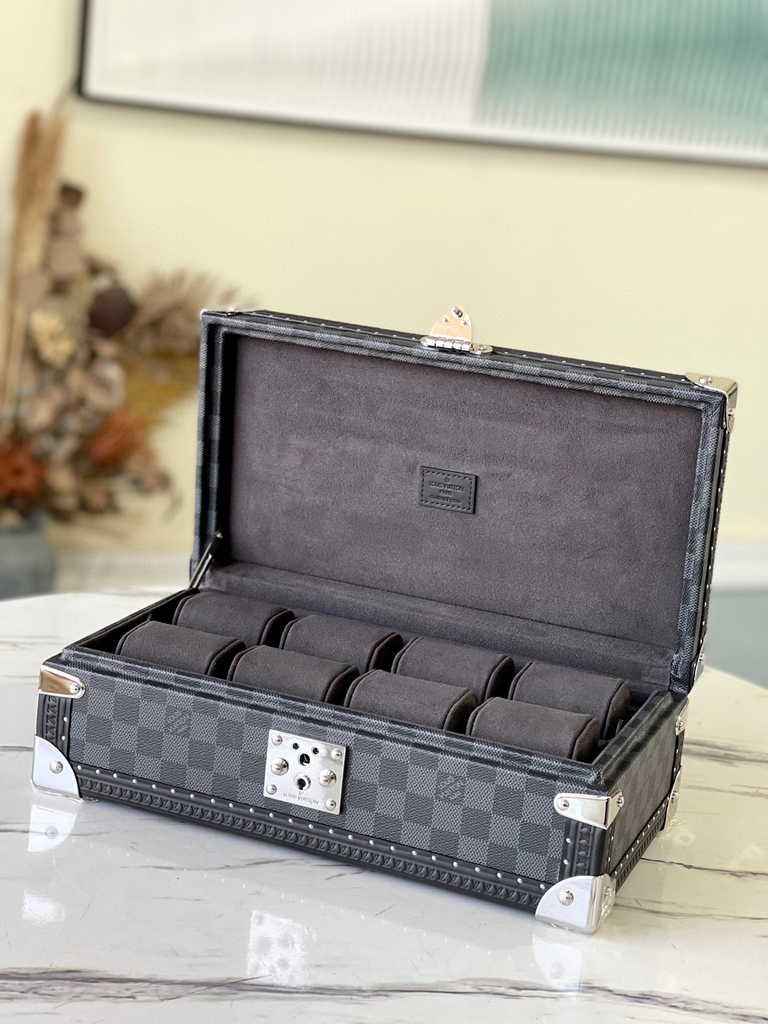 Louis Vuitton 8 watch case Damier Graphite Canvas N48194 - Default Title - View 1