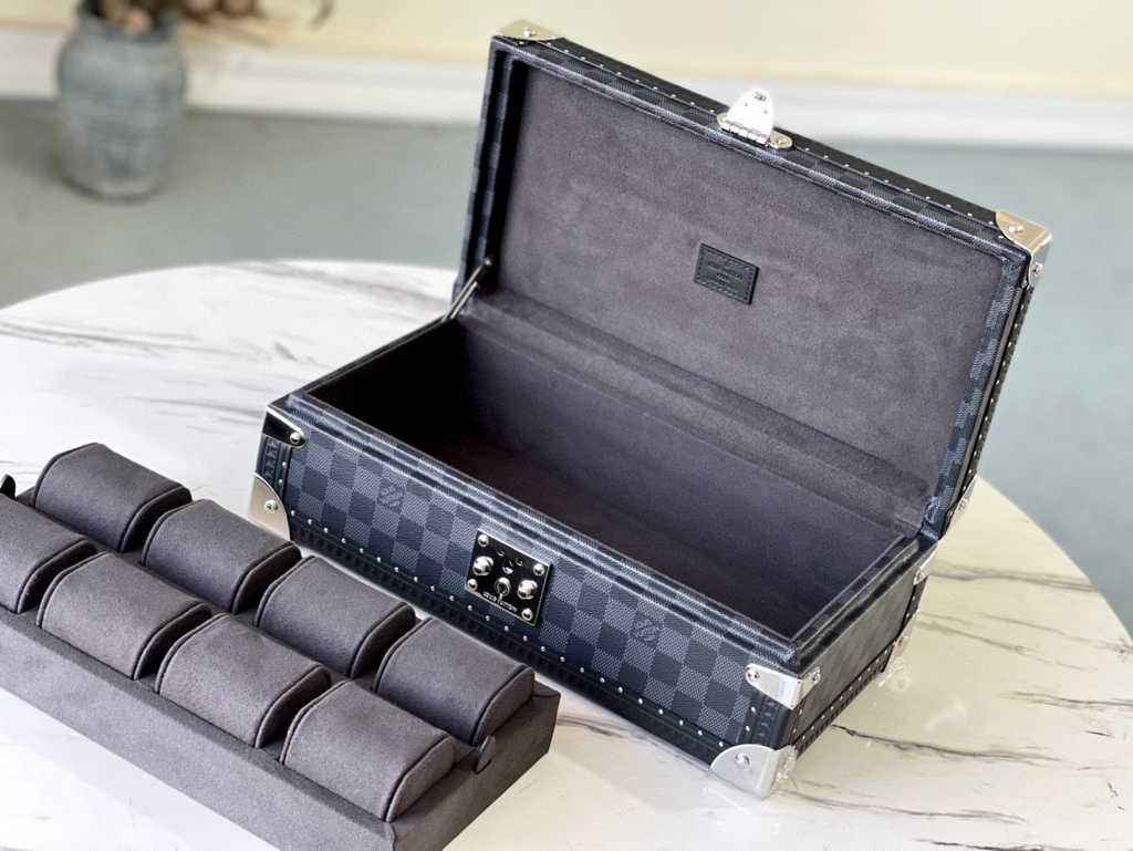 Louis Vuitton 8 watch case Damier Graphite Canvas N48194 - Default Title - View 2