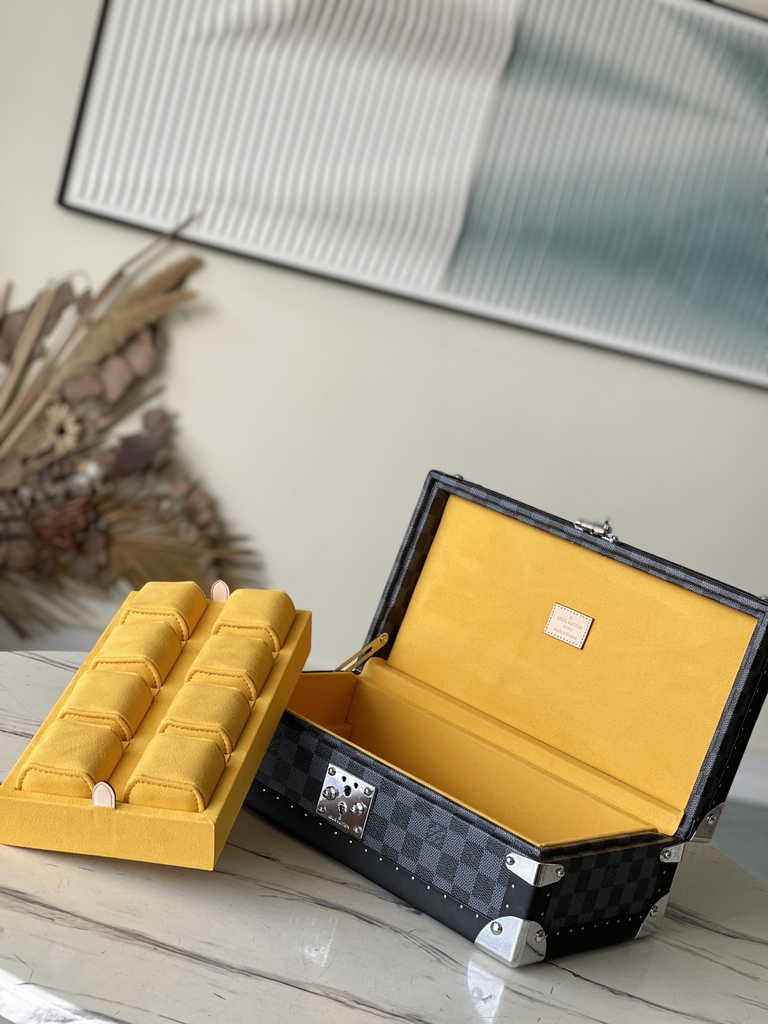 Louis Vuitton 8 watch case Damier Graphite Canvas N48194 Yellow - Default Title - View 2