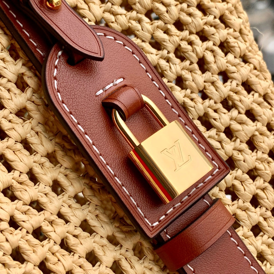 Louis Vuitton All In BB Shoulder Bag M14217 Brown Raffia