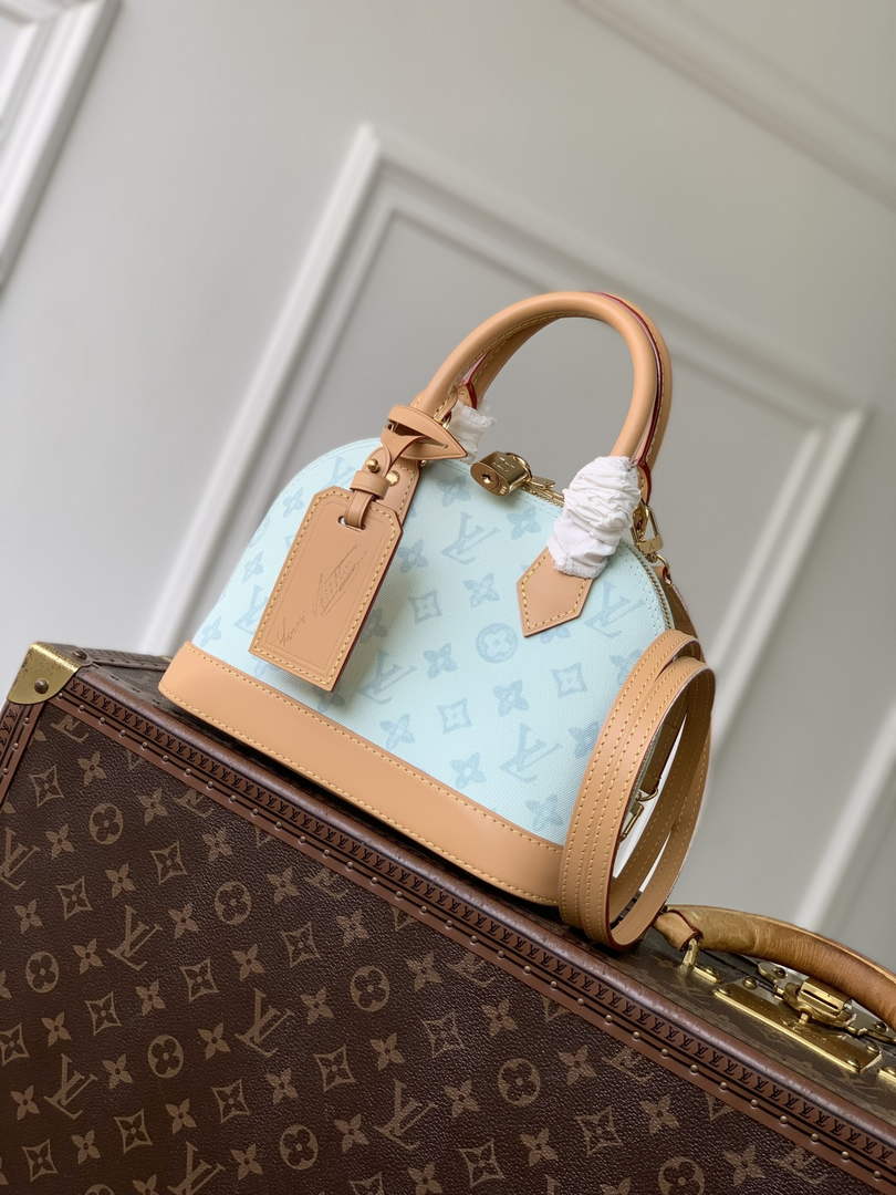 Louis Vuitton Alma BB M27526 Blue Coated canvas Gold Hardware