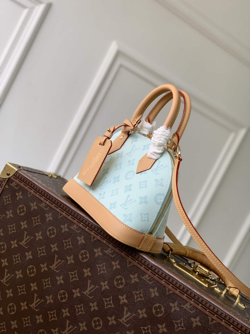 Louis Vuitton Alma BB M27526 Blue Coated canvas Gold Hardware