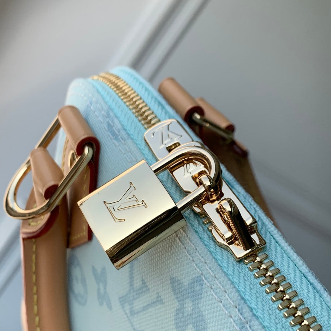 Louis Vuitton Alma BB M27526 Blue Coated canvas Gold Hardware