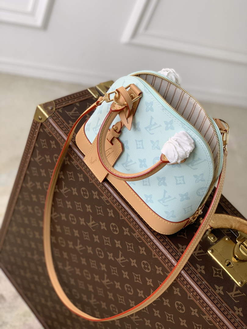 Louis Vuitton Alma BB M27526 Blue Coated canvas Gold Hardware