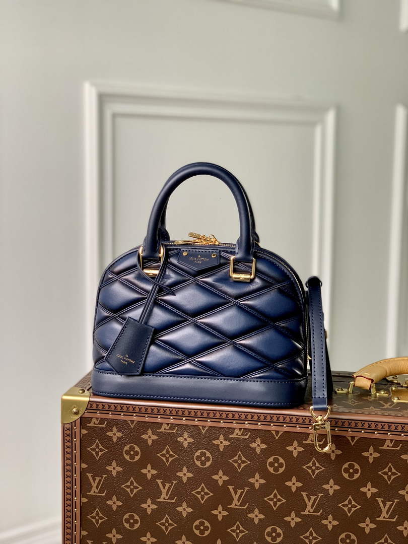 Louis Vuitton Alma BB M23666 Navy Blue Lamb leather Gold Hardware