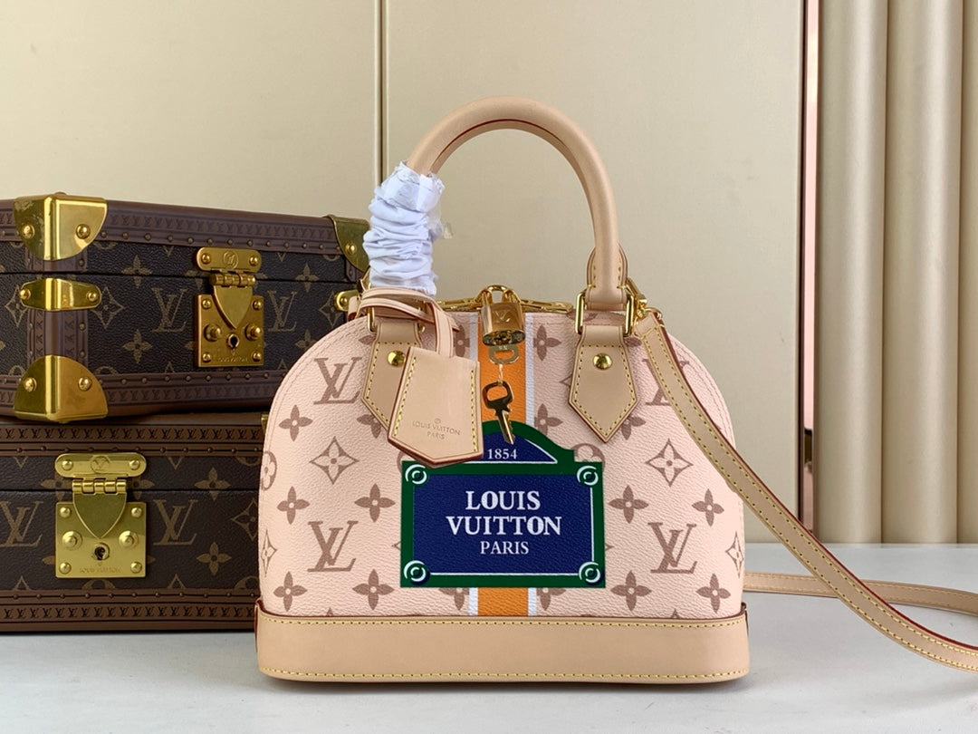 Louis Vuitton Alma BB Mini Top Handle Bag M23502 Beige Monopaname