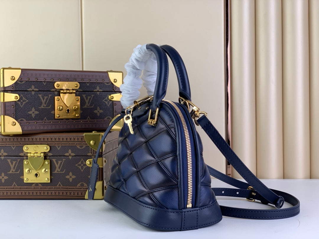 Louis Vuitton Alma BB Mini Top Handle Bag M23666 Navy Blue Lamb leather