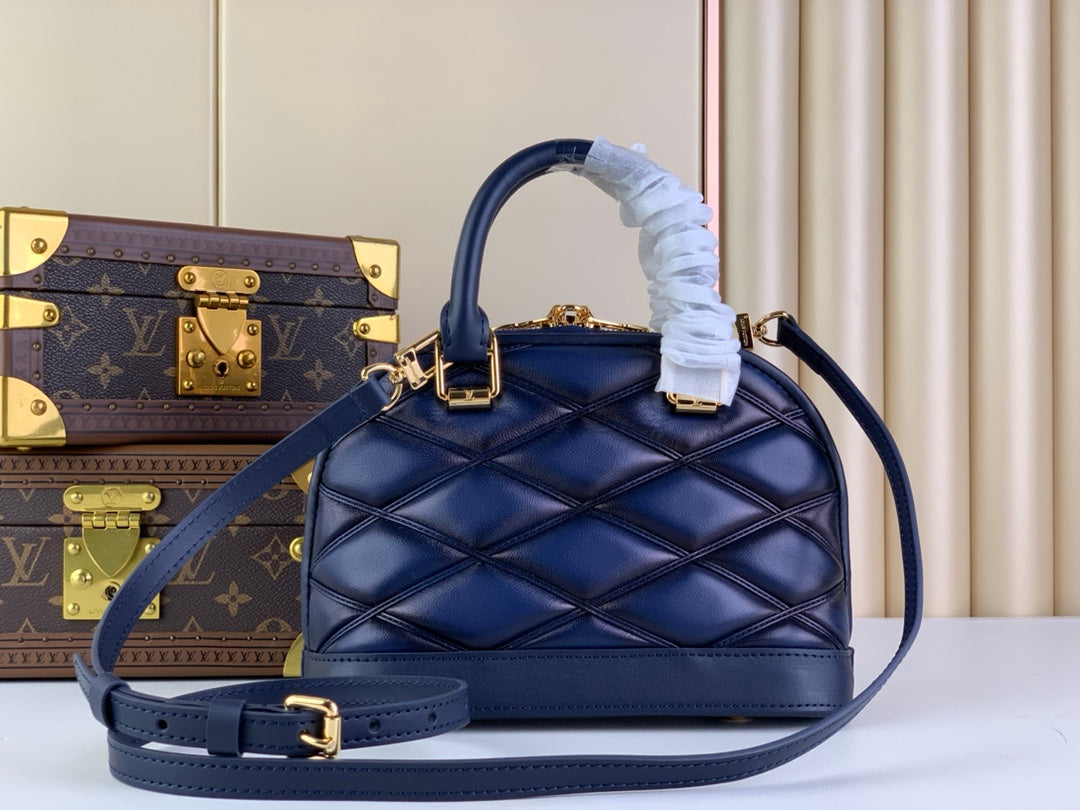 Louis Vuitton Alma BB Mini Top Handle Bag M23666 Navy Blue Lamb leather