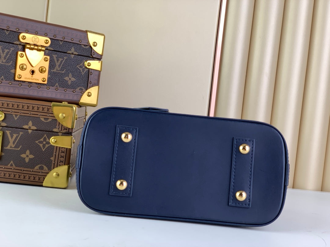 Louis Vuitton Alma BB Mini Top Handle Bag M23666 Navy Blue Lamb leather