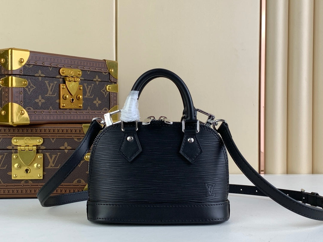 Louis Vuitton Braided Alma BB Bag M40862 Black Epi Leather