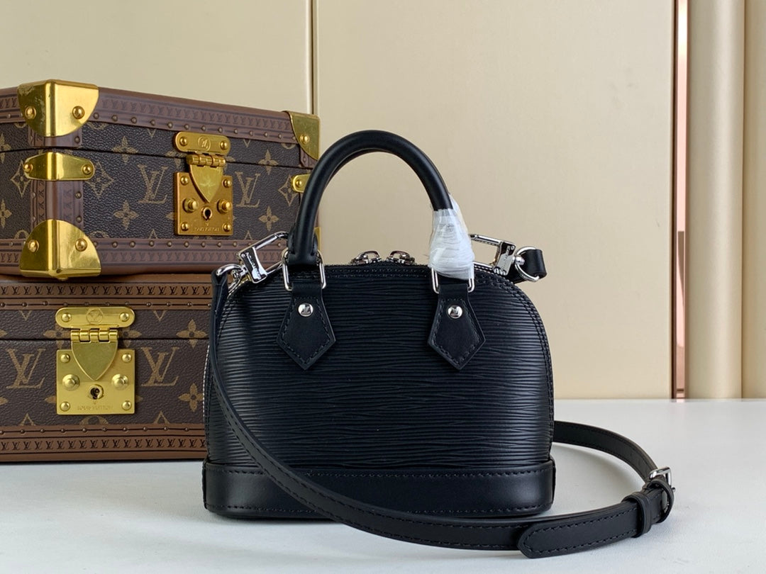 Louis Vuitton Braided Alma BB Bag M40862 Black Epi Leather