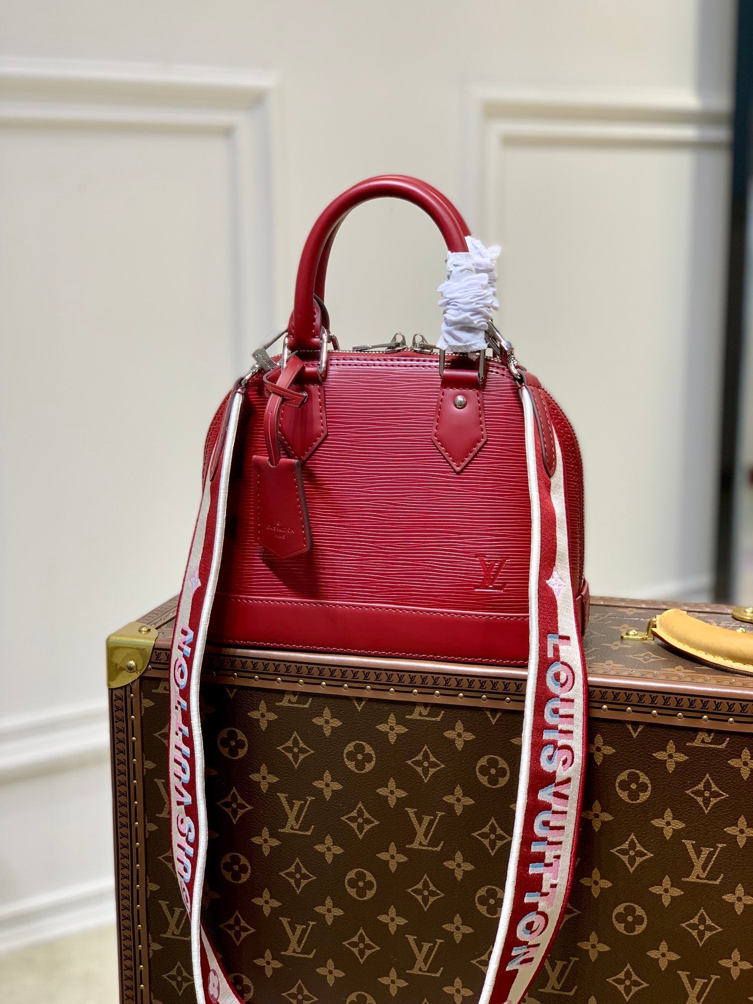 Louis Vuitton Braided Alma BB Bag M59217 Wine Red Epi Leather