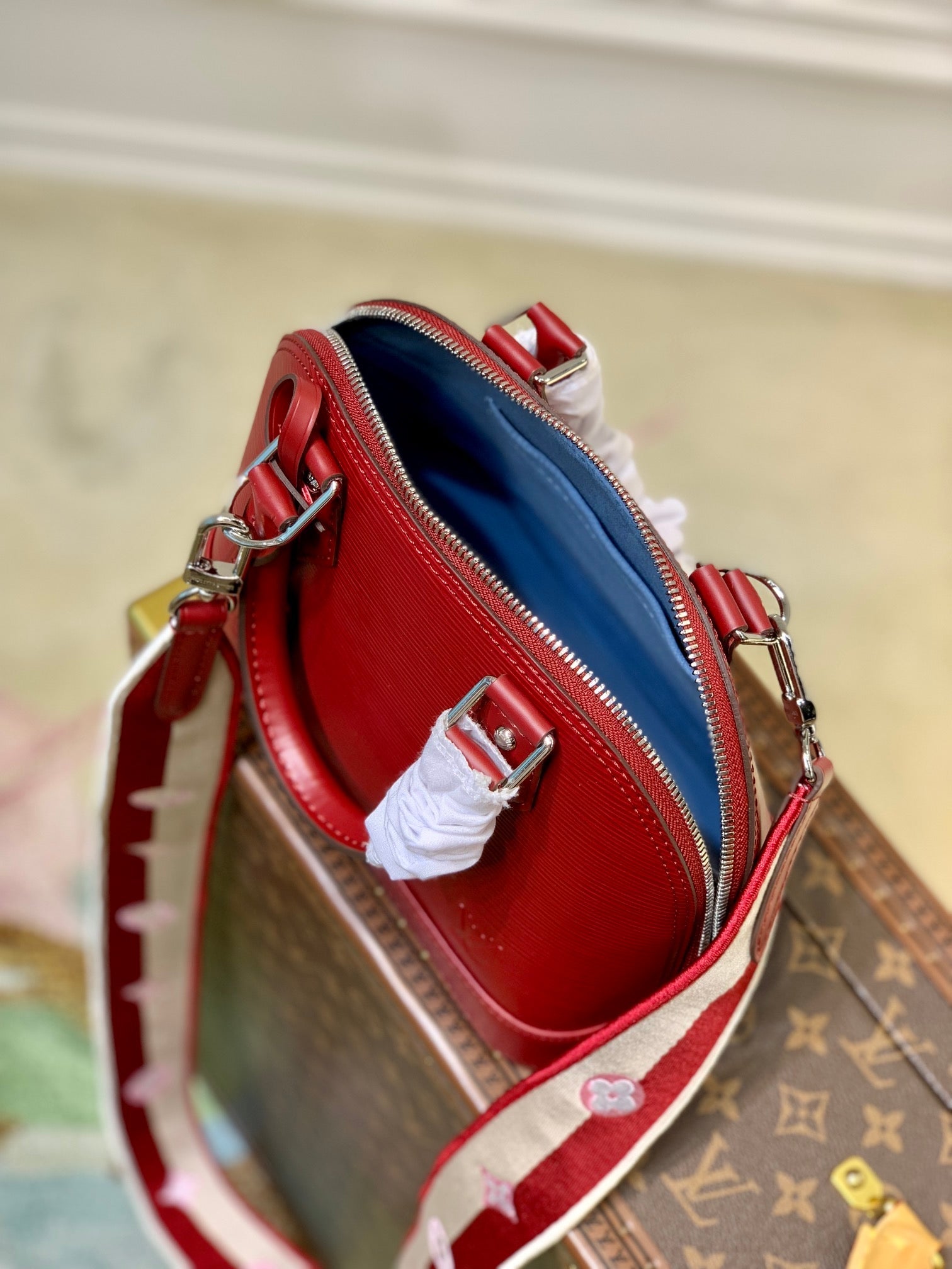 Louis Vuitton Braided Alma BB Bag M59217 Wine Red Epi Leather