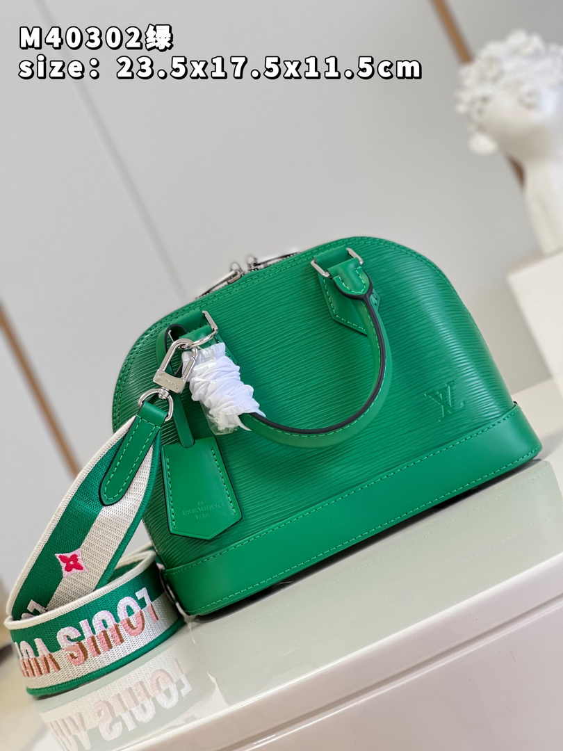 Louis Vuitton Braided Alma BB Bag M59217 Green Epi Leather