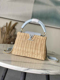 Louis Vuitton Capucines BB Bag, M29501 Sky Denim Rattan and denim