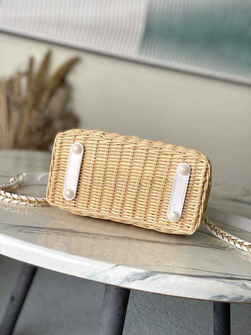 Louis Vuitton Capucines Mini Bag, M14295 Washed White Rattan and denim