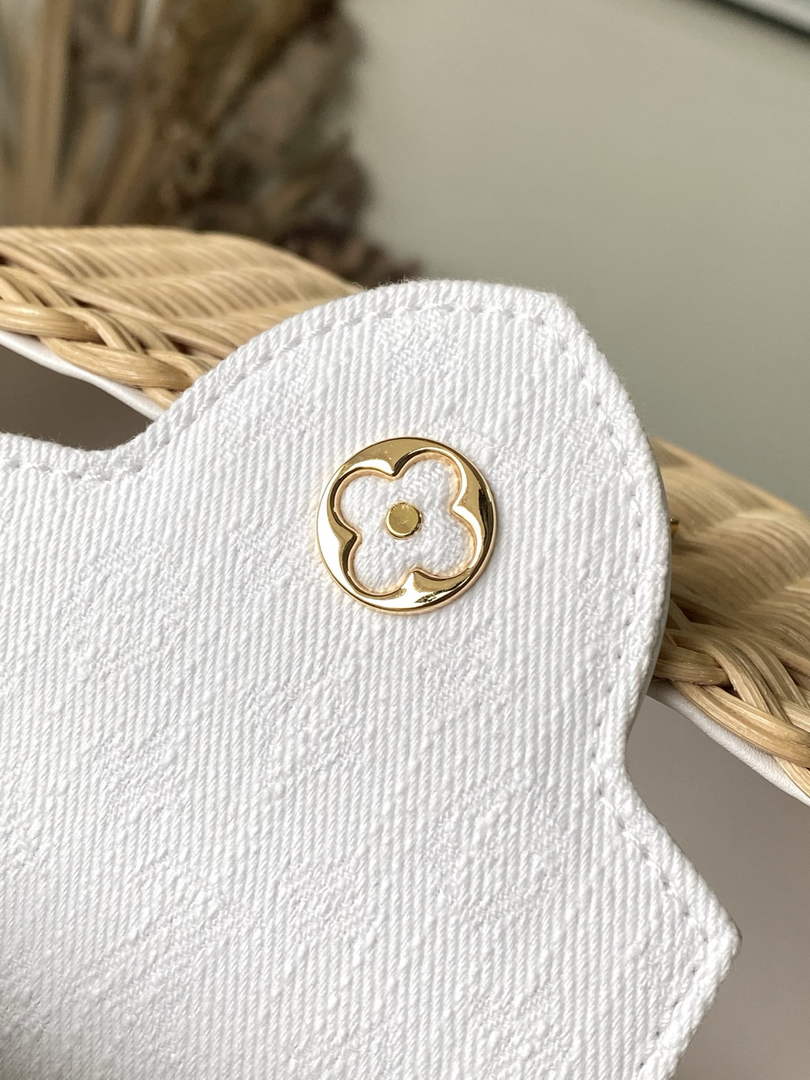Louis Vuitton Capucines Mini Bag, M14295 Washed White Rattan and denim