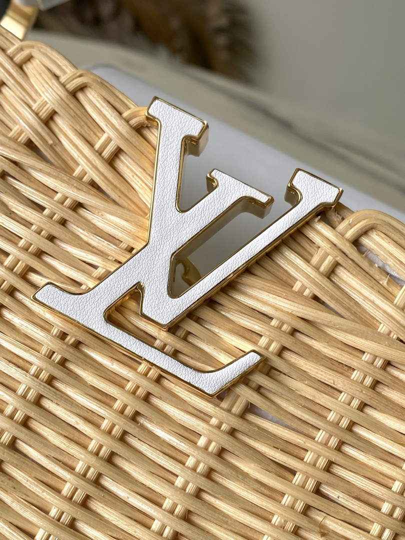Louis Vuitton Capucines BB Bag, M26025 White Rattan and cowhide leather