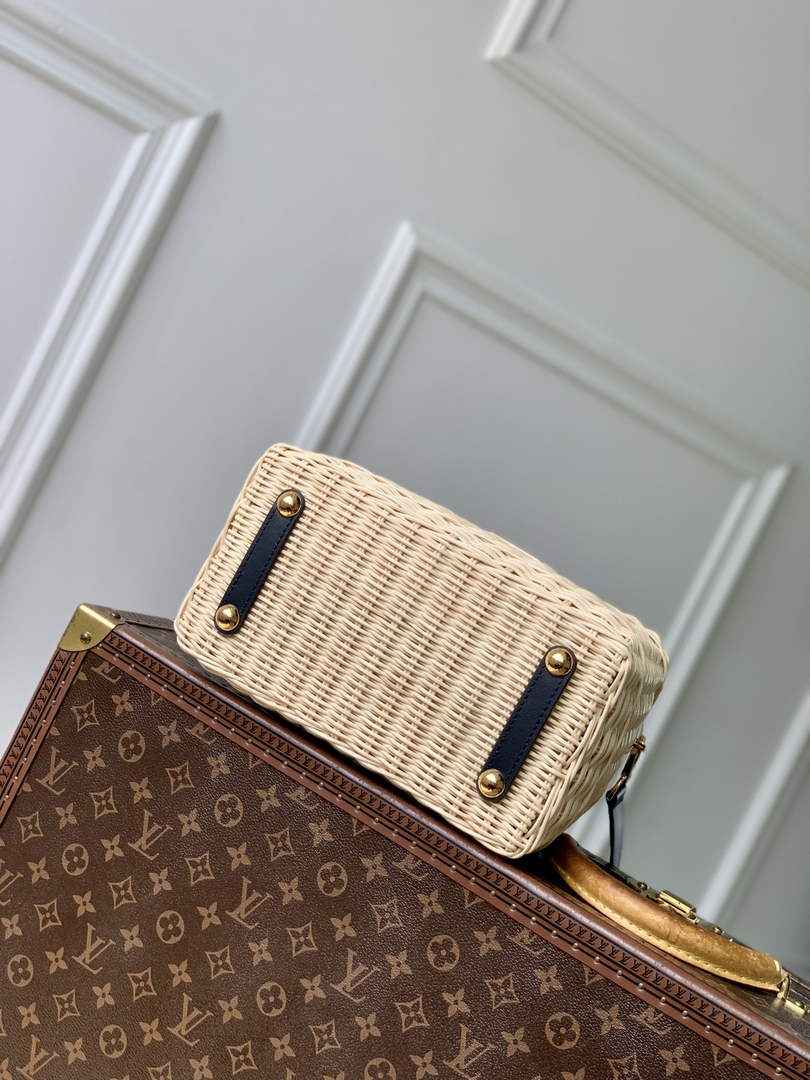 Louis Vuitton Capucines BB Bag, M14366 Navy Rattan and cowhide leather