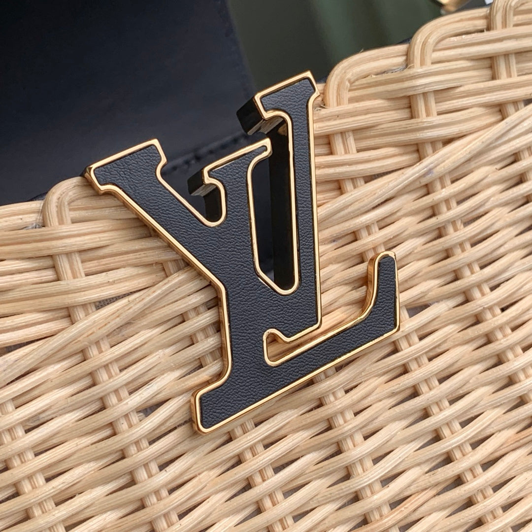 Louis Vuitton Capucines BB Bag, M14366 Navy Rattan and cowhide leather