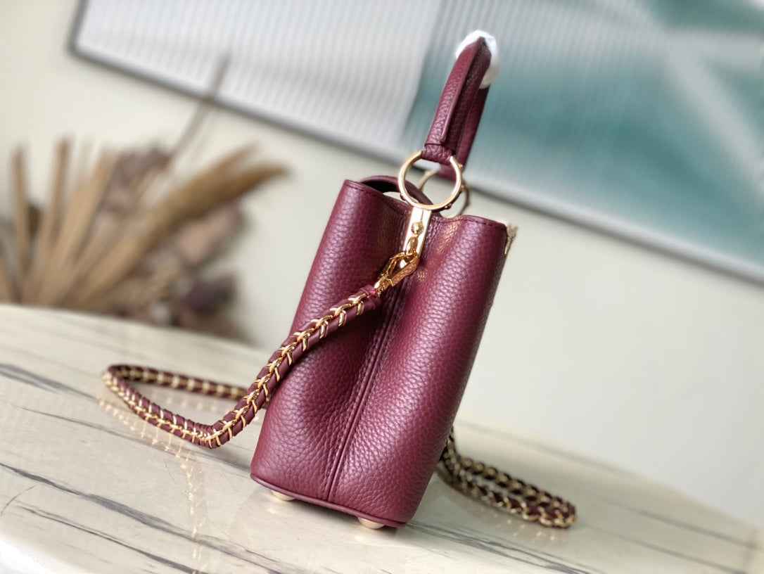 Louis Vuitton Capucines BB Bag M23263 Wine Red Taurillon leather