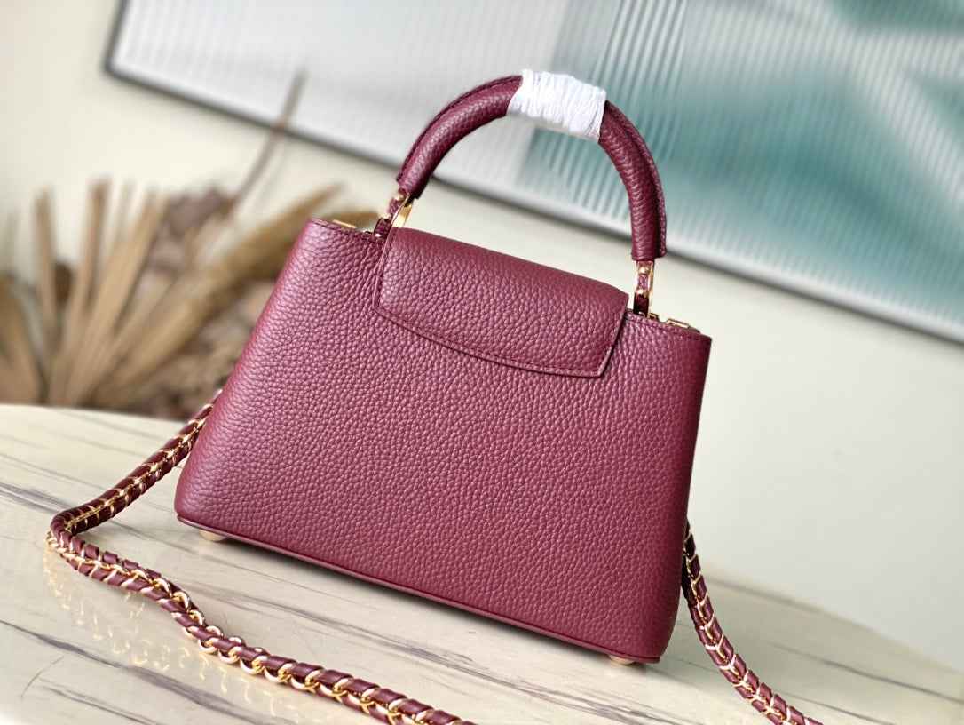 Louis Vuitton Capucines BB Bag M23263 Wine Red Taurillon leather