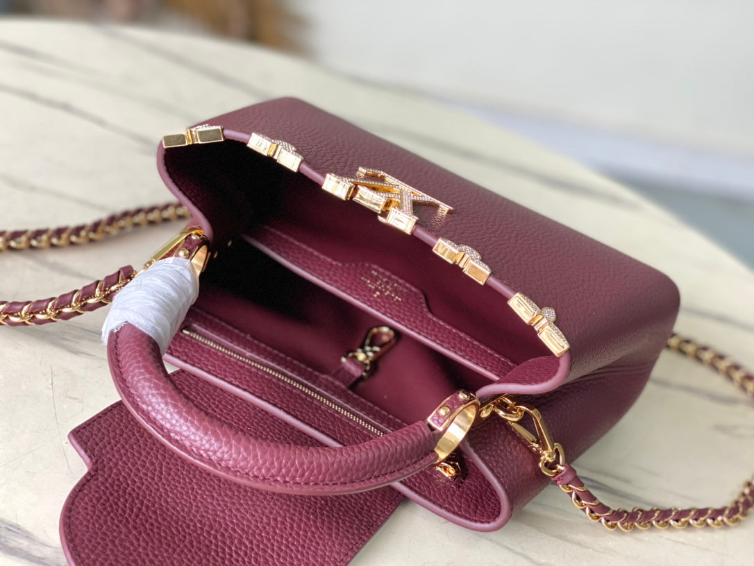 Louis Vuitton Capucines BB Bag M23263 Wine Red Taurillon leather