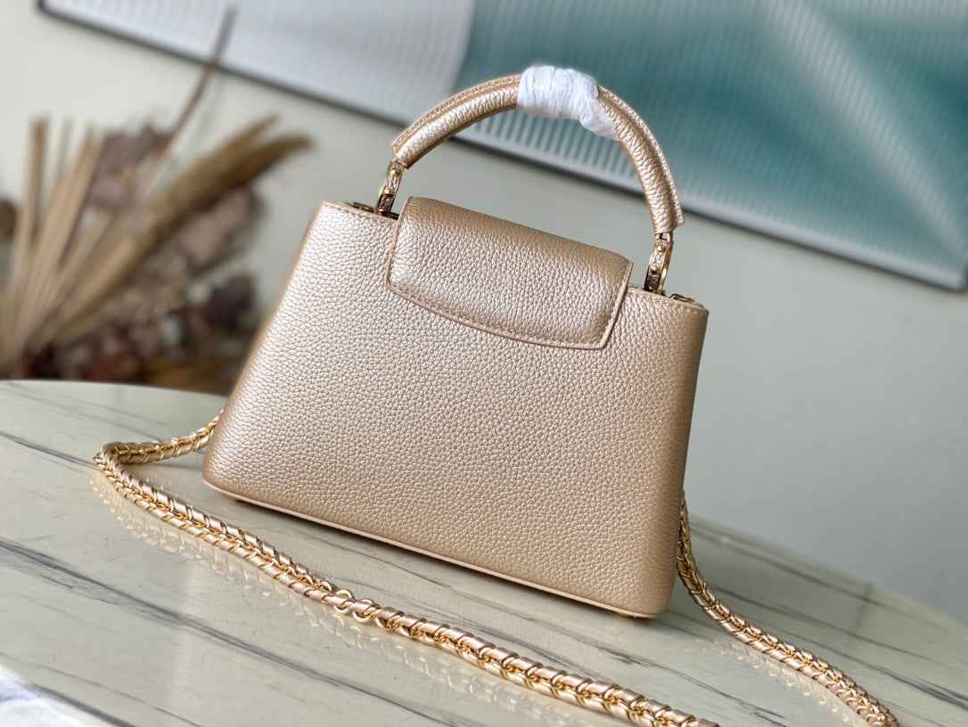 Louis Vuitton Capucines BB Bag M23263 Gold Taurillon leather