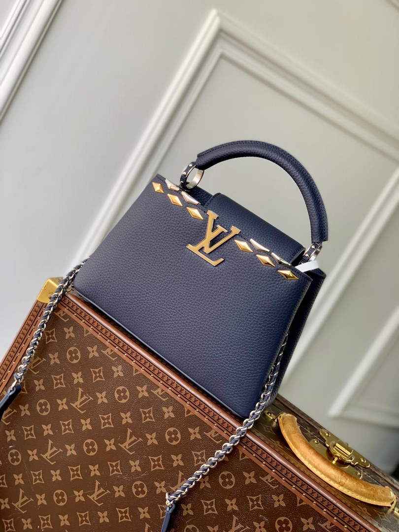 Louis Vuitton Capucines BB Bag, M24728 In Navy Taurillon Leather