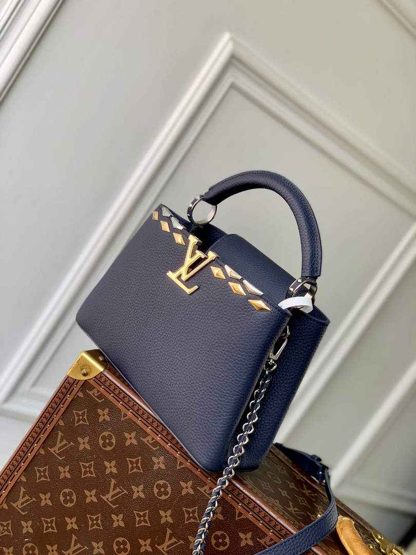 Louis Vuitton Capucines BB Bag, M24728 In Navy Taurillon Leather