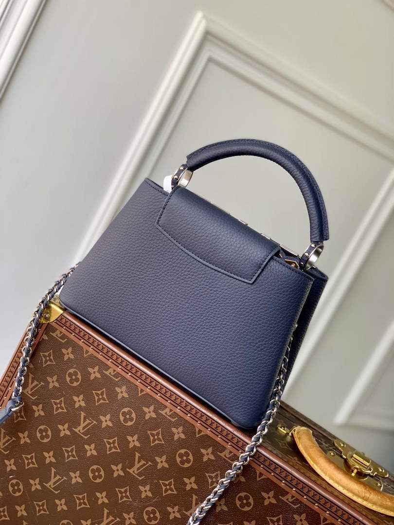 Louis Vuitton Capucines BB Bag, M24728 In Navy Taurillon Leather