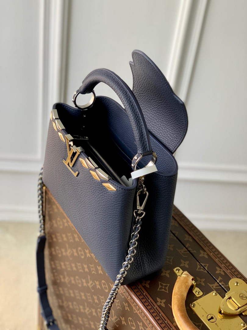 Louis Vuitton Capucines BB Bag, M24728 In Navy Taurillon Leather