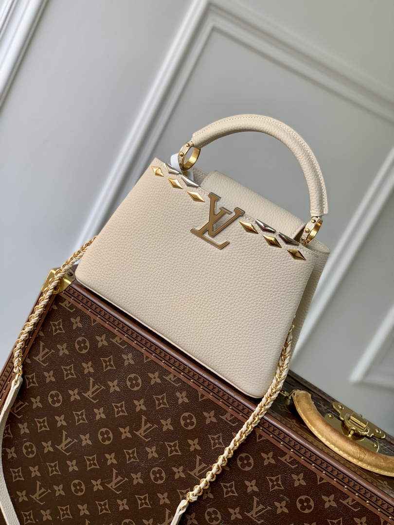 Louis Vuitton Capucines BB Bag, M24728 In Beige Taurillon Leather