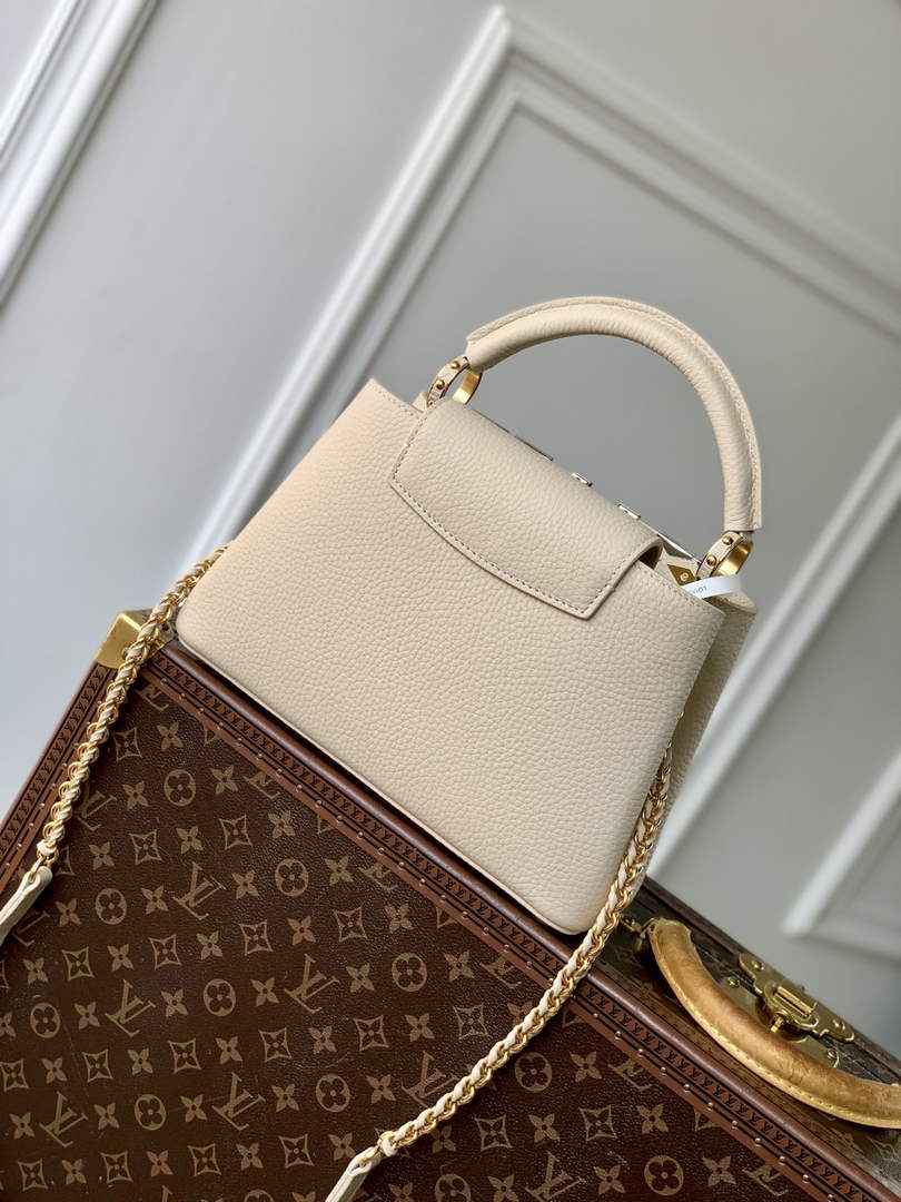 Louis Vuitton Capucines BB Bag, M24728 In Beige Taurillon Leather